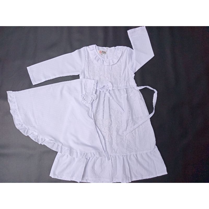 Gamis putih gamis manasik gamis muslim anak perempuan bahan katun Doby katun minyak dan wolfish