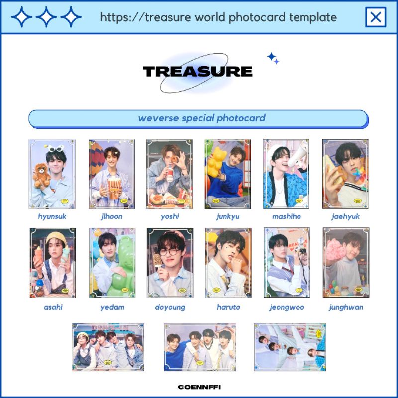 TREASURE WORLD BENEFIT PHOTOCARD WEVERSE YG PLACE HARUTO HYUNSUK JIHOON MASHIHO JEONGWOO