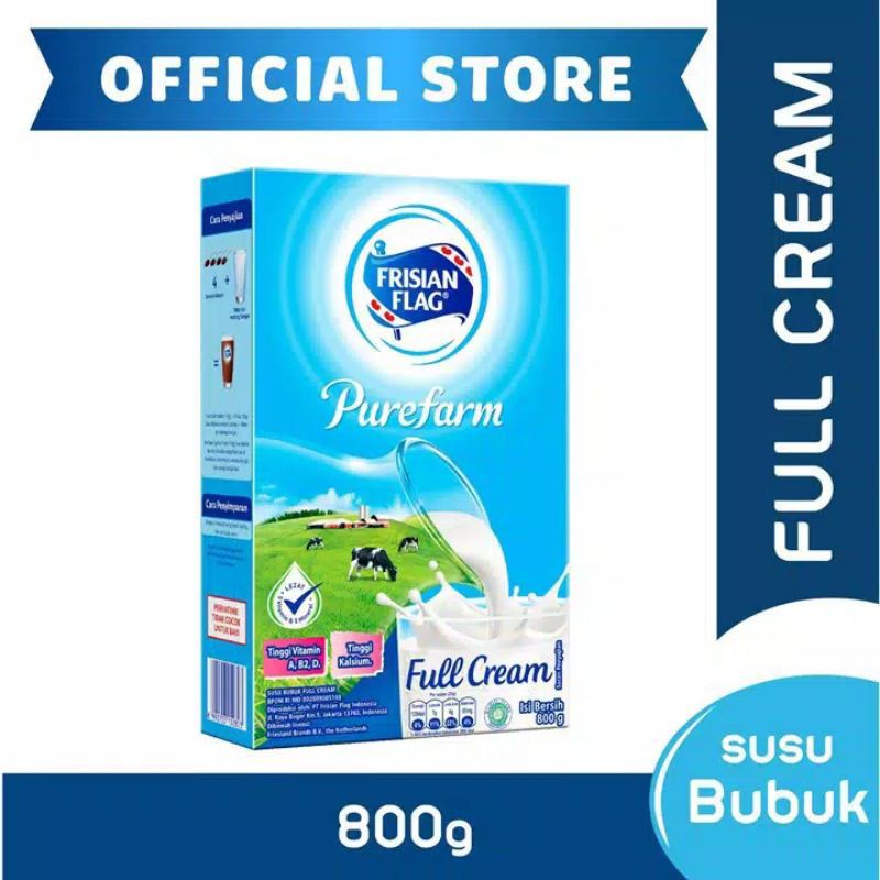 

FRISIAN FLAG FULLCREAM PUREFARM 800gr/Susu Bubuk Instan Frisian Flag Full Cream 800gr