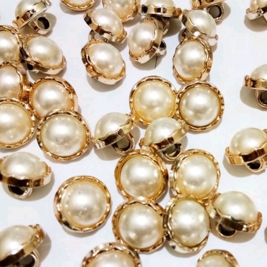 COD Isi 720 pcs Diameter 13 mm - Kancing Baju Jamur Motif - Kancing Emas mutiara IMPORT