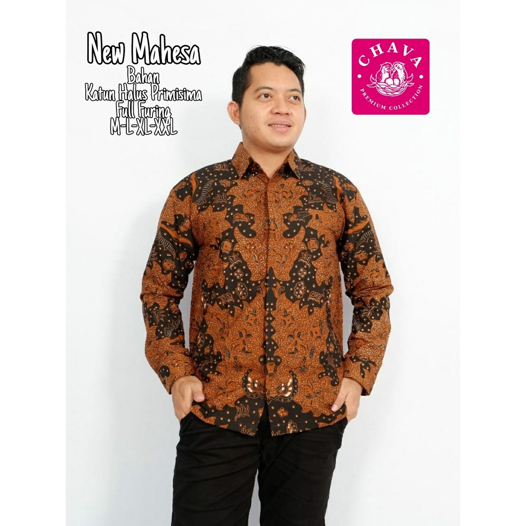 Kemeja Batik Eksklusif Pria Batik Lengan Panjang Terbaru Baju Batik Lapis Furing Premium NEW MAHESA