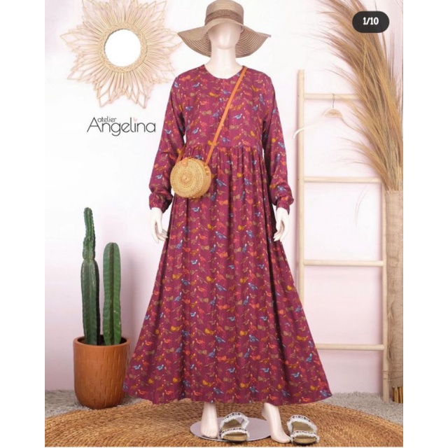 Preloved Sabrina dress Sarah dress peacock by Atelier angelina gamis muslim premium bukan ditsy