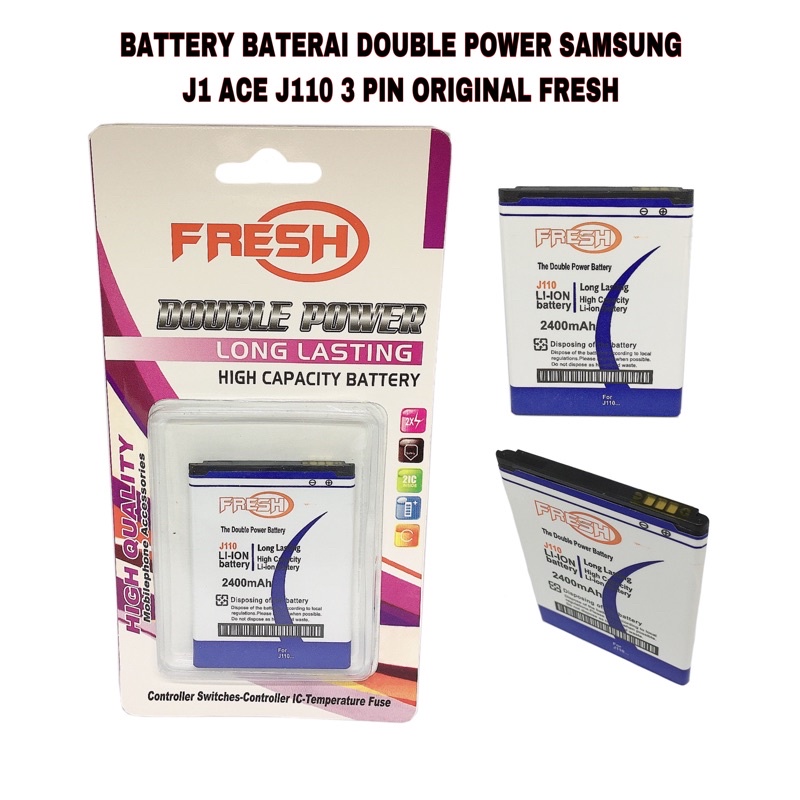 BATTERY BATERAI DOUBLE POWER SAMSUNG J1 ACE J110 3 PIN ORIGINAL FRESH