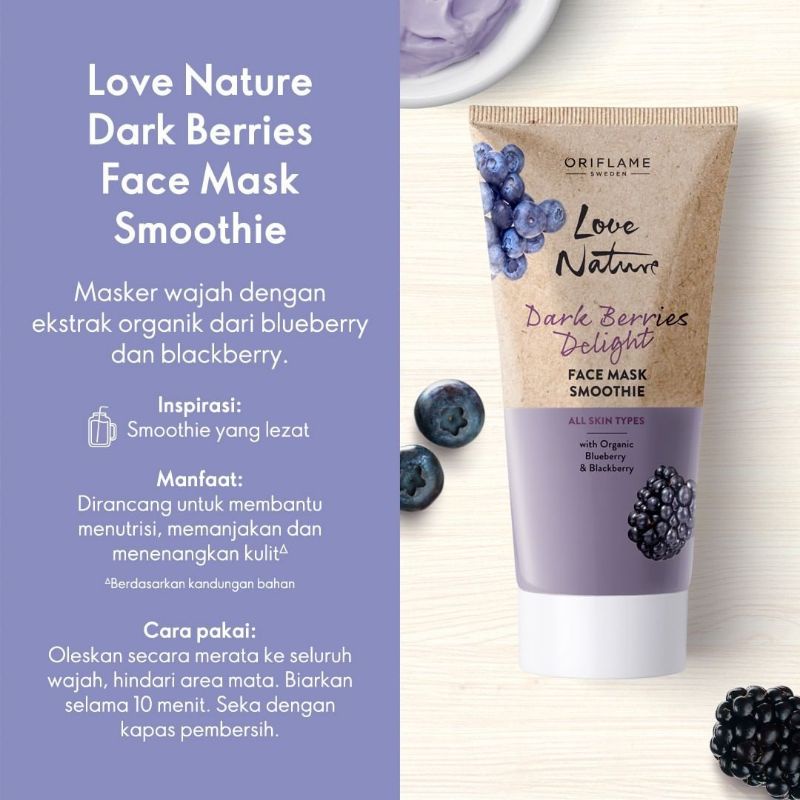 Love Nature Dark Berries Delight Face Scrub Marmalade/Face Mask Smoothie/Yoghurt Face Cream