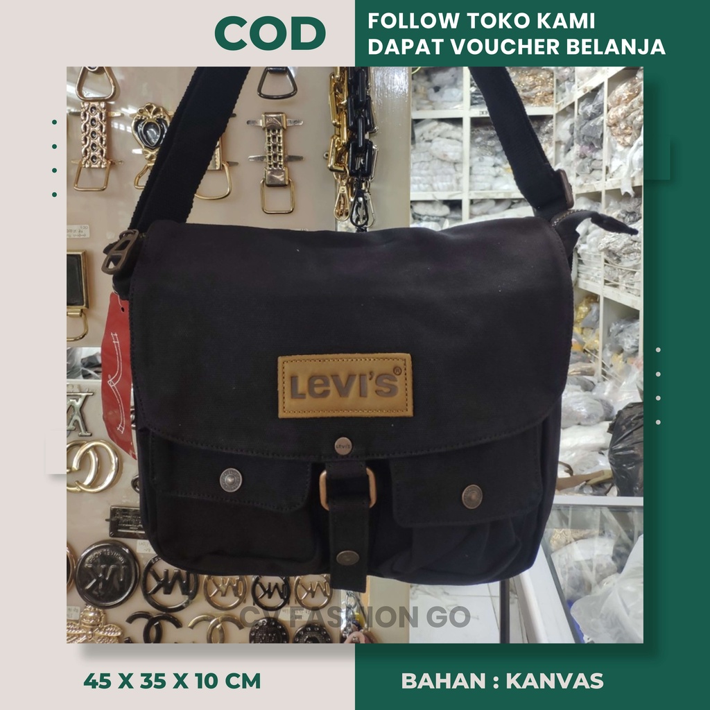 Tas selempang kuliah levis pria import korea original terbaru kekinian murah korean style terlaris