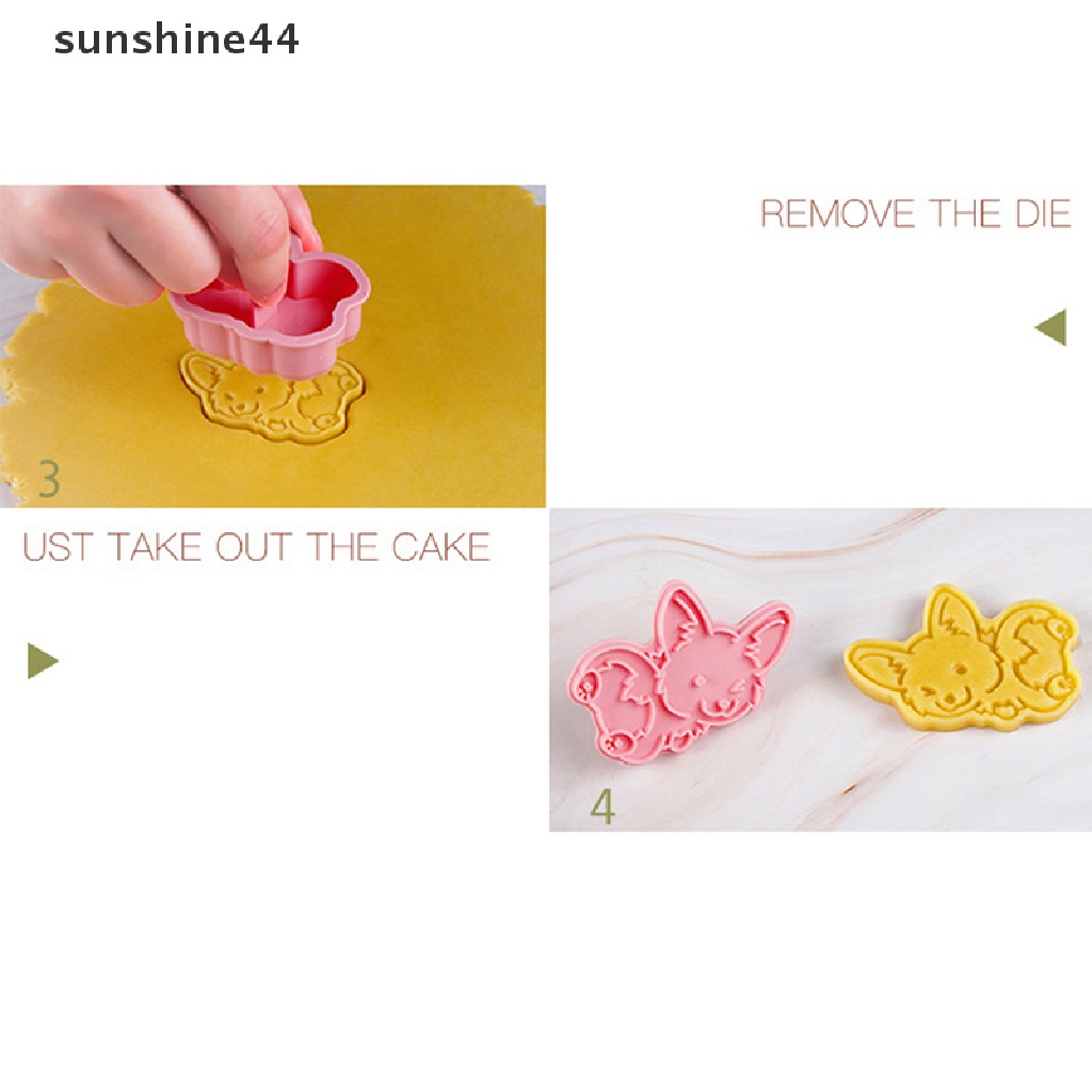 Sunshine 8PCS Cetakan Biskuit / Cookies Bentuk Kartun Corgi 3D Bahan Plastik