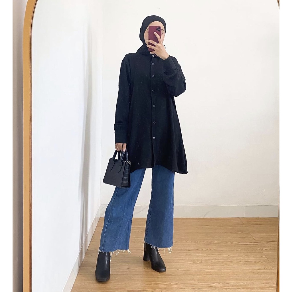 Weijia Fashion OOTD Wanita Blouse HIYA / Mina CRINCLE Tunik / Blus Wanita Kasual / Atasan Blus Cakep
