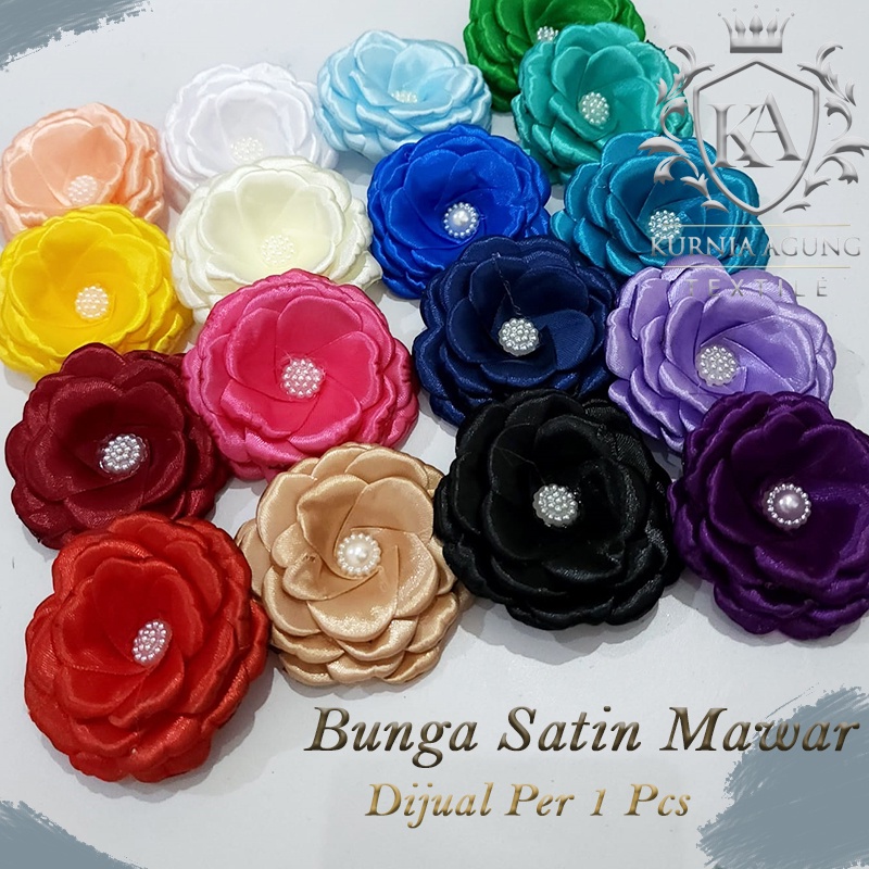 Bunga Satin Gardenia / Bunga Mawar Hiasan Hantaran Pernikahan Souvenir Parcel dijual Per 1 Pcs