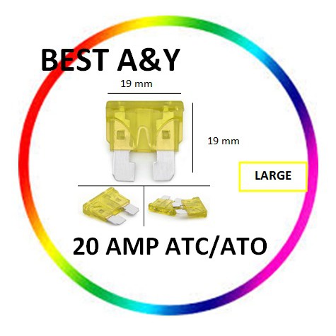 Fuse Blade 20A 20 Ampere Large Besar Sekring Tancap 19mmx19mm Motor Mobil ATC ATO