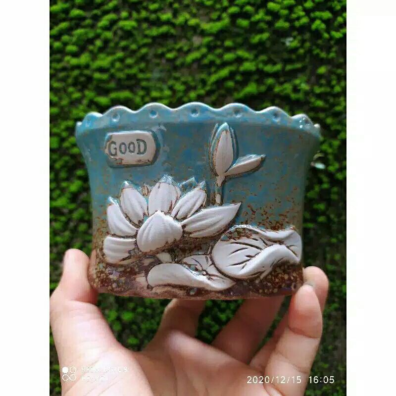 POT KERAMIK BUNGA TERATAI KUALITAS IMPORT / POT KERAMIK / pot keramik