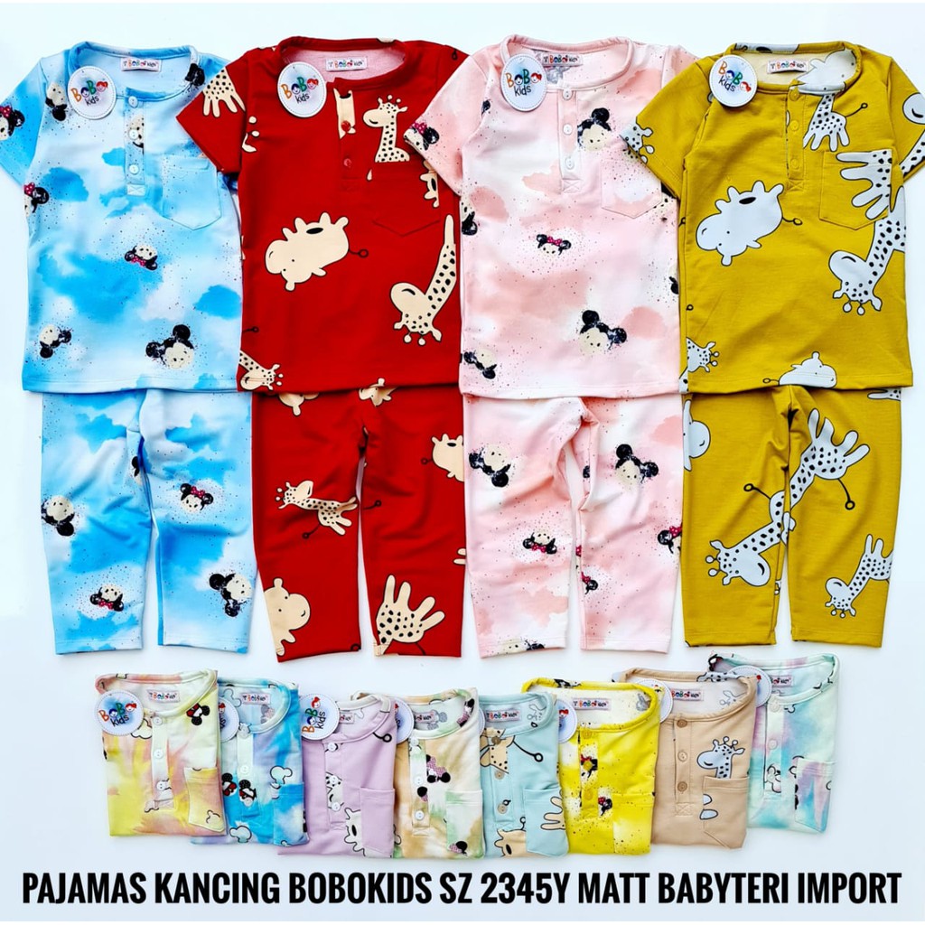 PAJAMAS DERBY ANAK (PENDEK) PREMIUM BOBOKIDS / PIYAMA BOBOKIDS / PAJAMAS KANCING BOBOKIDS