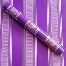 (PROMO) Gudang 10 Meter Wallpaper Dinding Kamar Tidur Motif Salur Ungu / Anti Air 45 CM x 10 Meter Bahan PVC Premium (SUDAH ADA LEM)