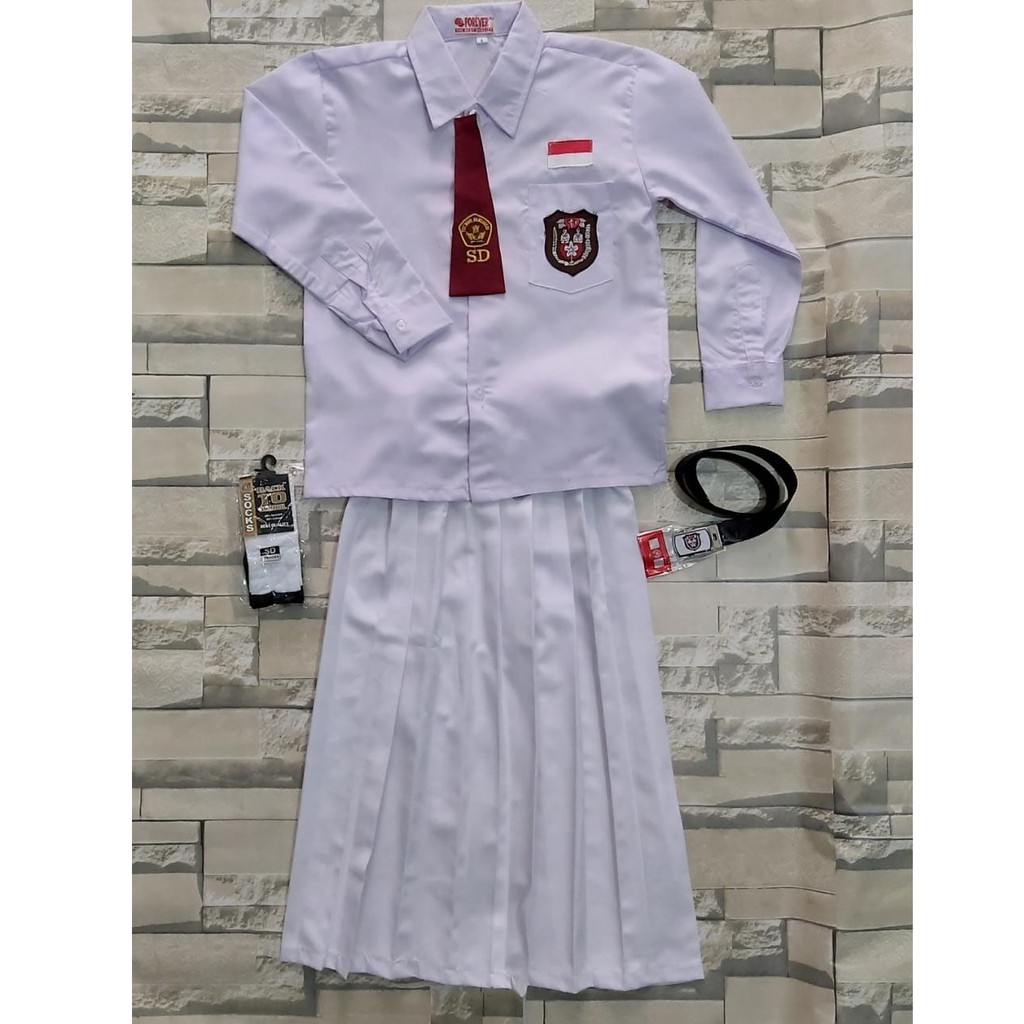 Seragam sekolah sd putih putih anak perempuan panjang