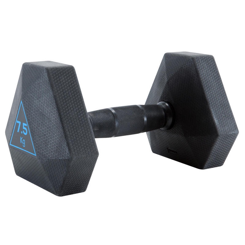 DOMYOS Hex Dumbbell Barbel Alat Angkat Beban Gym Fitness Berat 7.5 kg