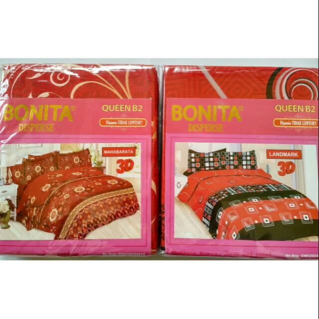 Termurah Sprei Bonita queen size 160x 200 ukuran 2 3D motif bunga kotak sprei disperse berkualitas