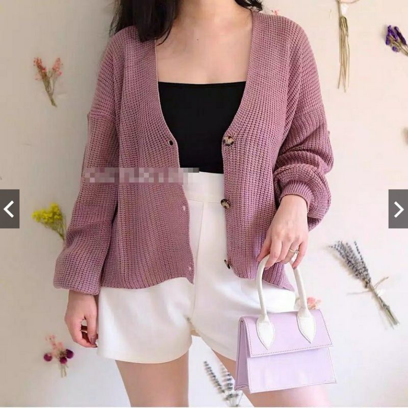 CARDIGAN RAJUT CROP TOP OVERSIZE LAVELLA Knitted STORE09 MURAH