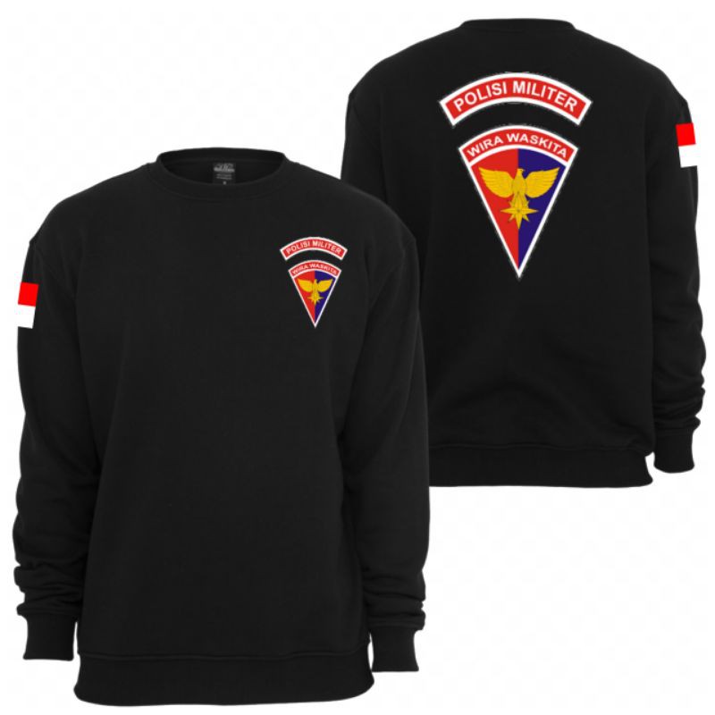 SWEATER CREWNECK KUSUS POLISI MILITER ANGKATAN UDARA-FULL SABLON