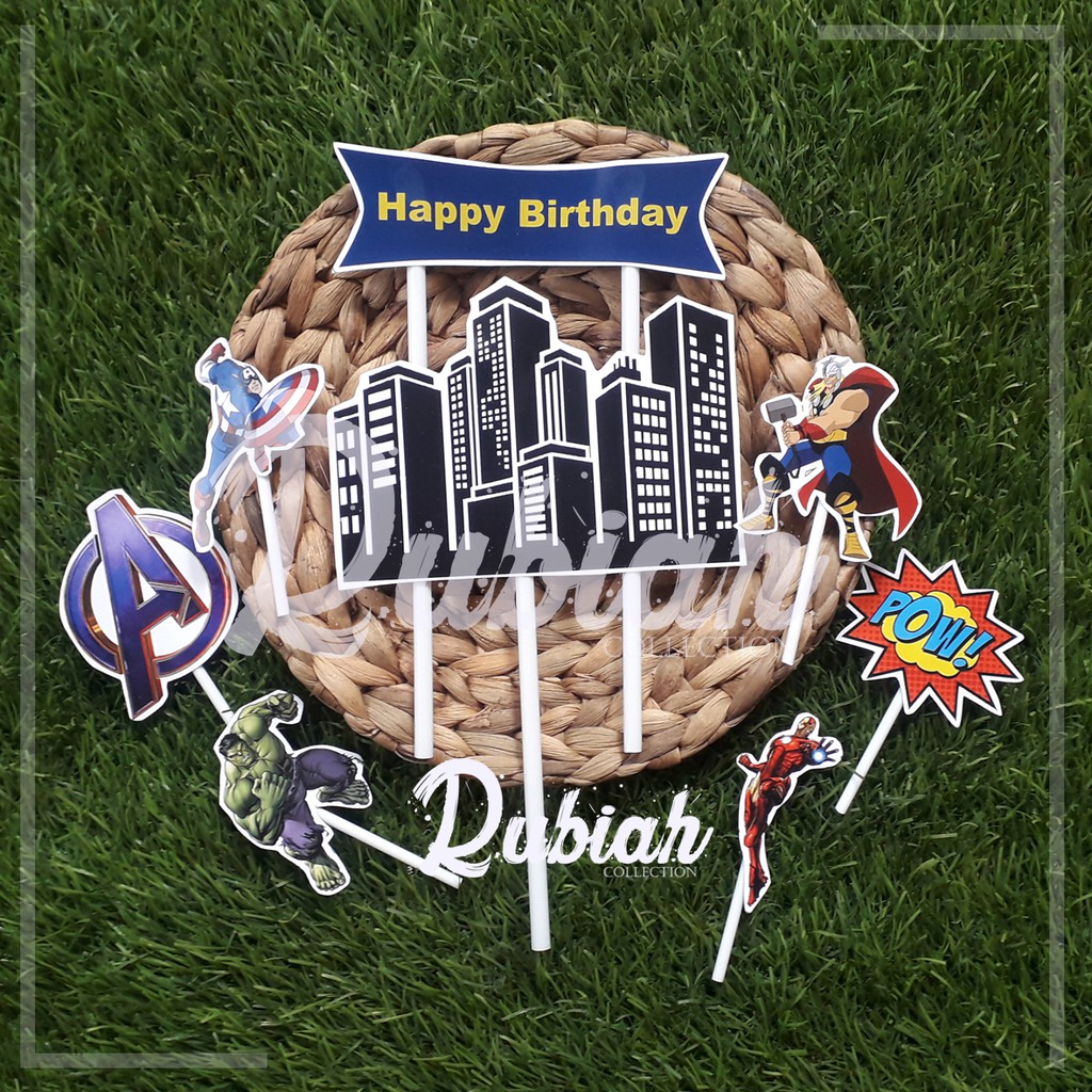 Custom Nama/ Foto / Toppercake Plus Avenger / Hiasan Kue / Cake Topper