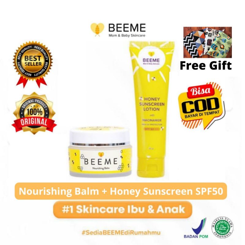 PAKET BEEME NOURISHING BALM &amp; SUNSCREEN LOTION NIACINAMIDE SPF 50