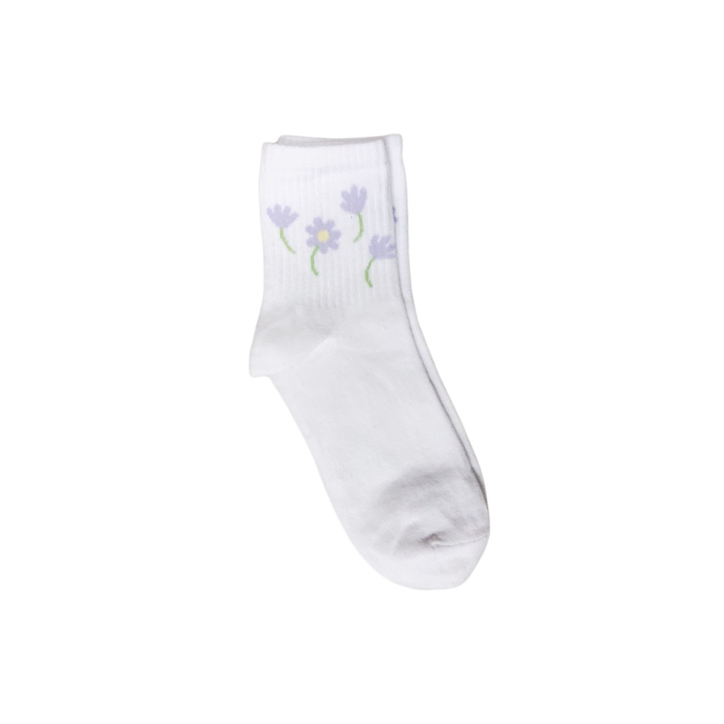 Kaos Kaki Motif Lucu-Lucu / Buah / Snack / Christmas / Snoopy / Leopard BEBAS PILIH (EXPT)-E2 Lilac Flowers
