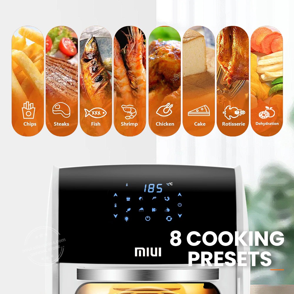 MIUI Smart Air Fryer Oven Mesin Penggoreng Tanpa Minyak 10L - HIC-AF-8081D - Black