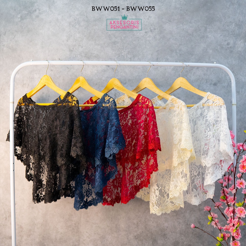 [SIAP KIRIM] AKSESORIS PERNIKAHAN BOLERO BROKAT PESTA CARDIGAN WANITA BWW055