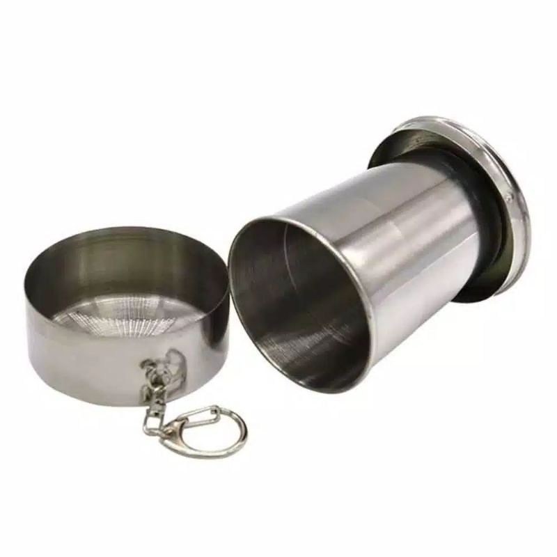 Gantungan Kunci Gelas Lipat Stainless Steel Camping Folded Cup