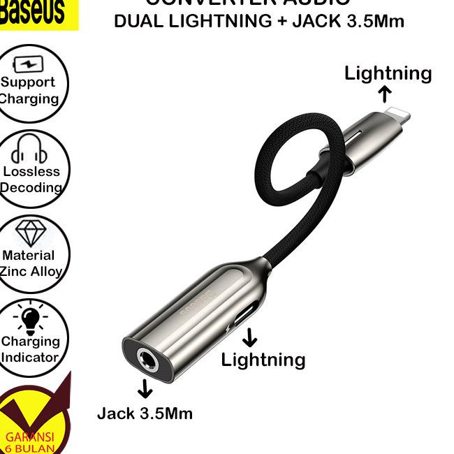 Baseus L56 Splitter Iphone Lightning To Jack 3.5Mm Charging + Audio