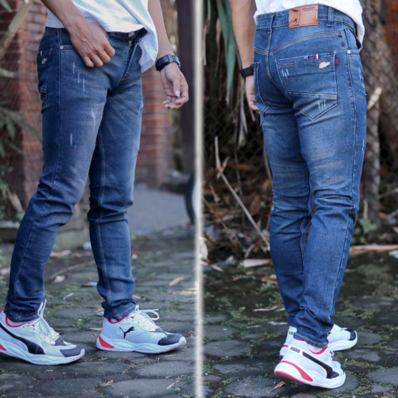 Celana jeans Panjang Ripped Sobek-Sobek Pria-Celana Pria-Celana Distro-Celana Jeans Sobek