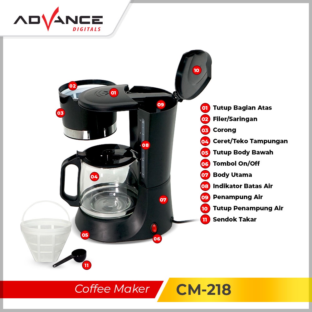 Advance Coffee Maker 750ml Mesin Pembuat Kopi CM208A Garansi 1 Tahun