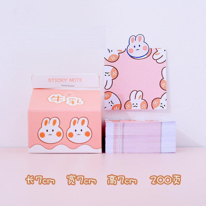 [DZ] ST284 - Box Memo Notes / Sticky Note Kotak Susu Kreatif Portable-2. 2 Kelinci