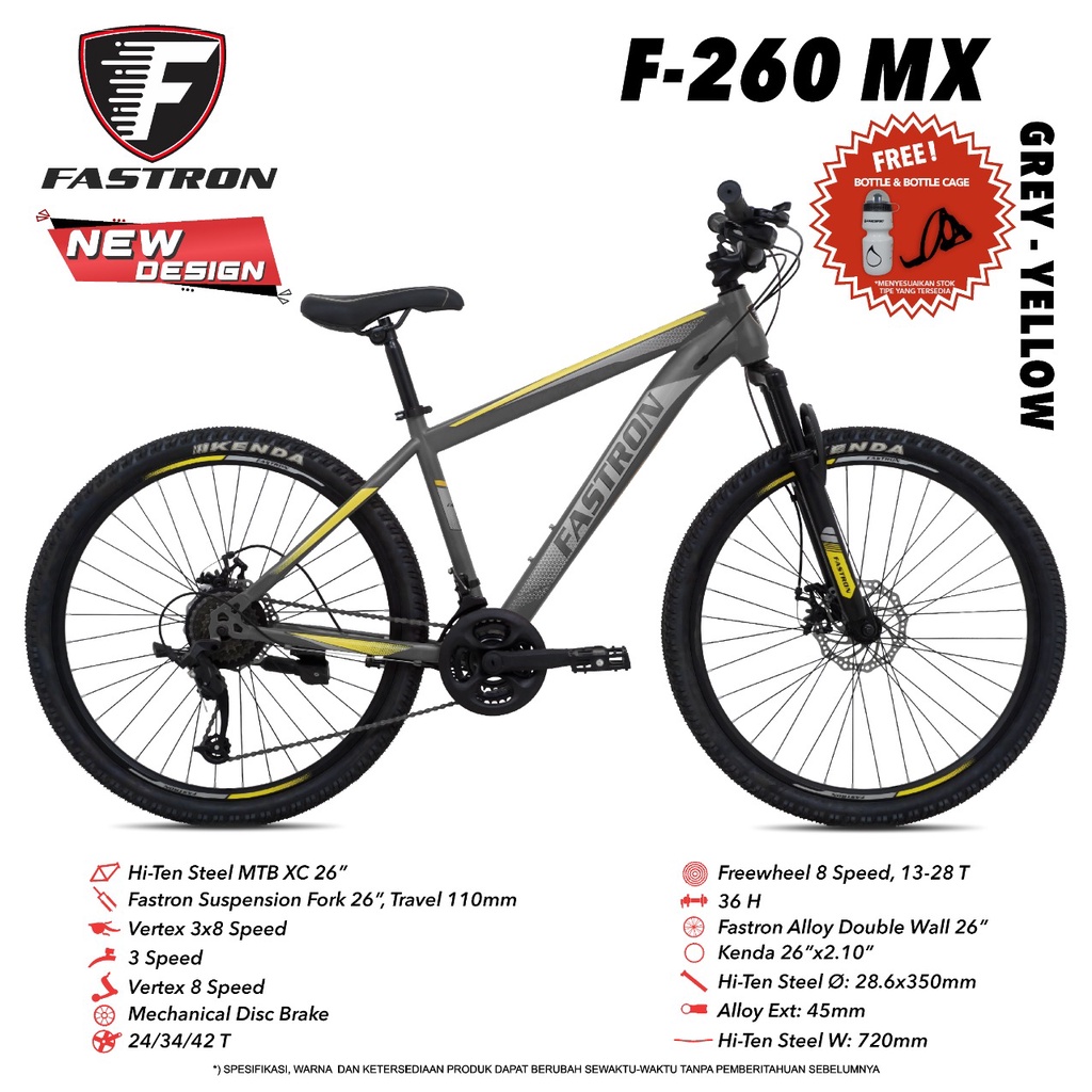 Sepeda Gunung/MTB 26" Fastron Steel F-260 MX (3x8 - MD)