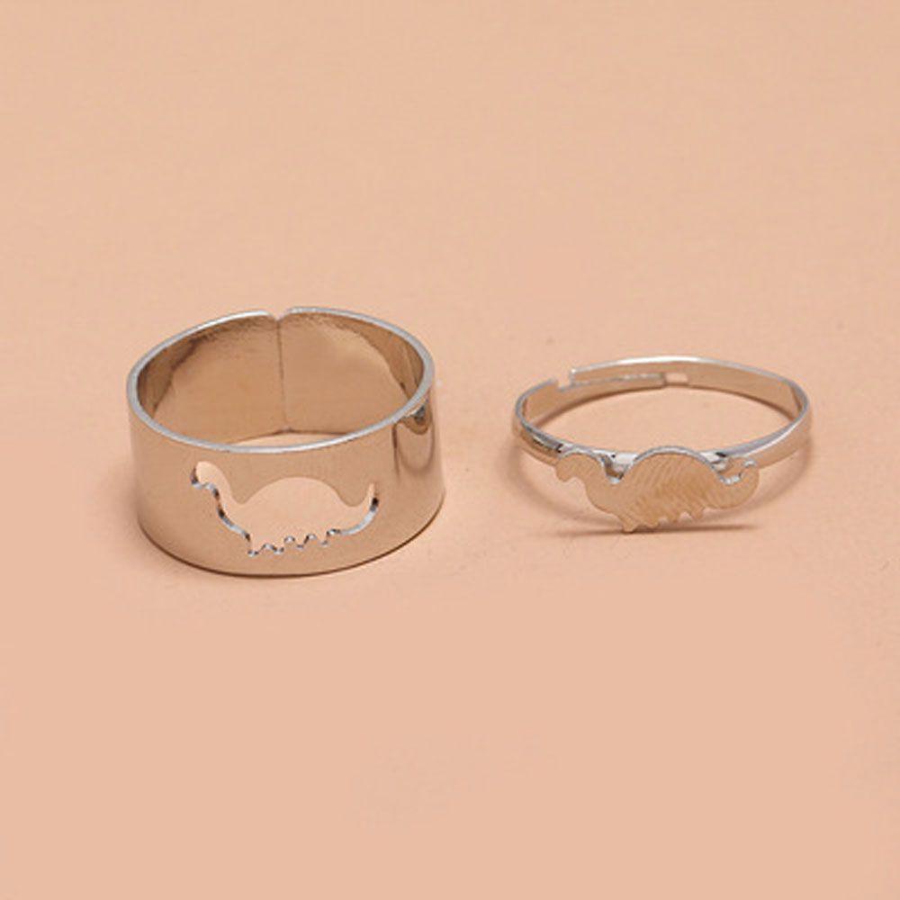 Lily 2Pcs/Set Cincin Mode Baru Kesederhanaan Bentuk Dinosaurus