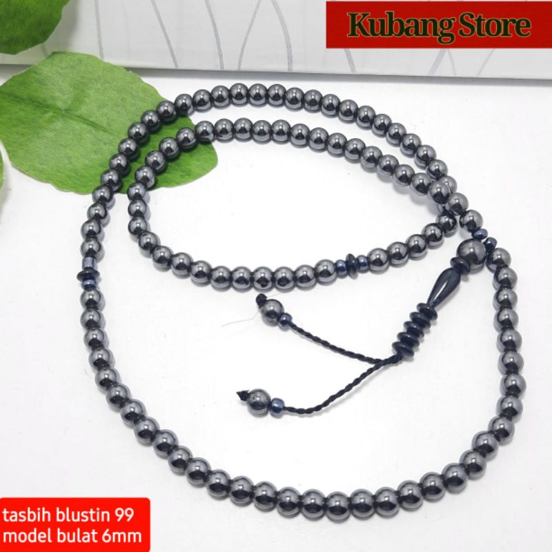Kalung tasbih batu blustin bola dim 6 mm kalung tasbih 99 tasbih murah kalung batu blustin