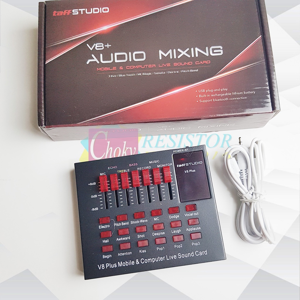 Paket Lengkap Full Set Microphone Condenser BM8000 dan Soundcard V8Plus FREE HEADPHONE Holdephone-2