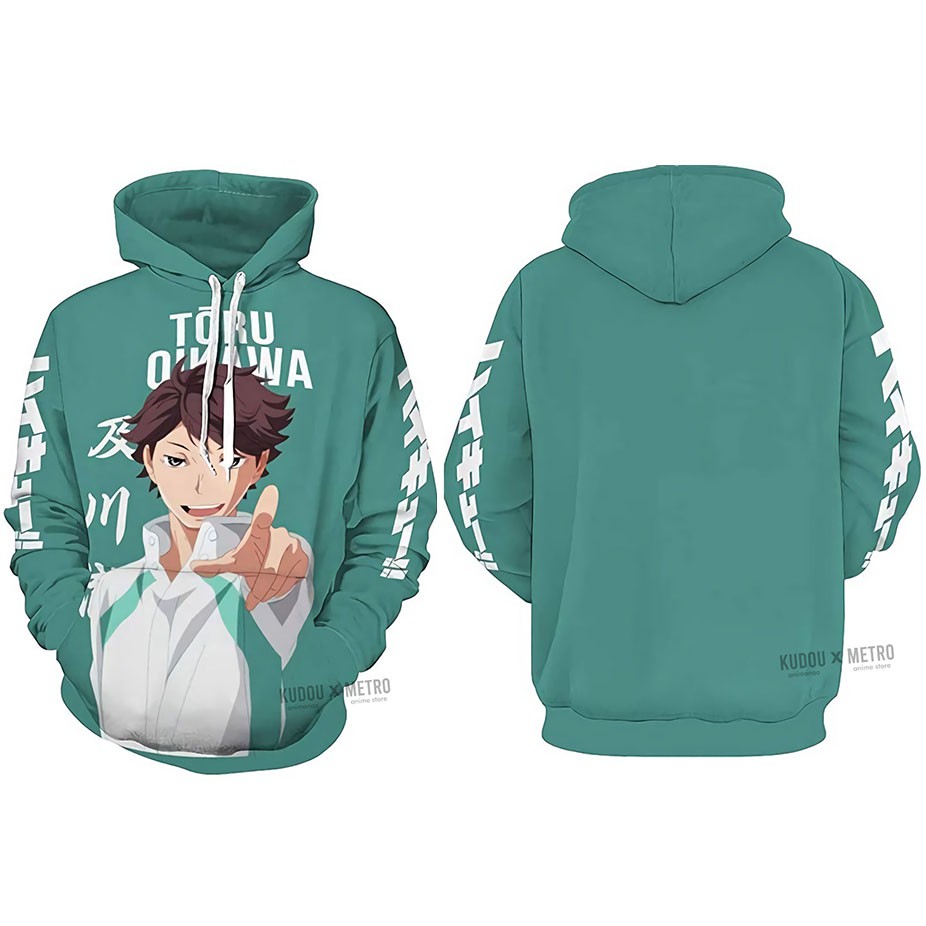 Hoodie Fullprint Toru Oikawa Adidaspoly Mint Haikyuu Karasuno Anime Manga Premium Quality