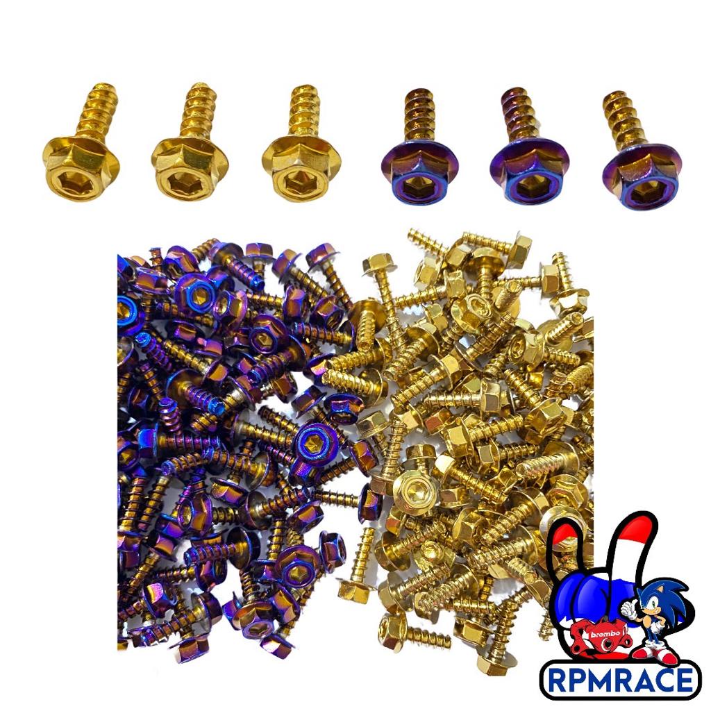 Baut Probolt Body Heng Stainles Gold Blue Non Flower &amp; Flower Universal Honda Yamaha Beat Vario Scoopy Mio Soul Xeon Nmax Aerox Lexi Dll