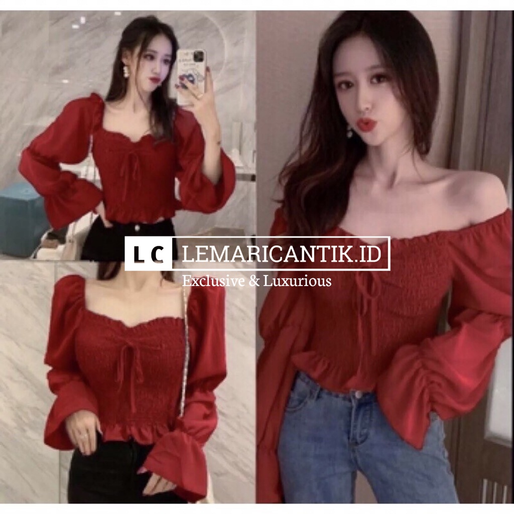 BAFERLY CROP // BAJU SABRINA JUMBO | BAJU SABRINA WANITA | ATASAN WANITA JUMBO | BLOUSE BIG SIZE | B