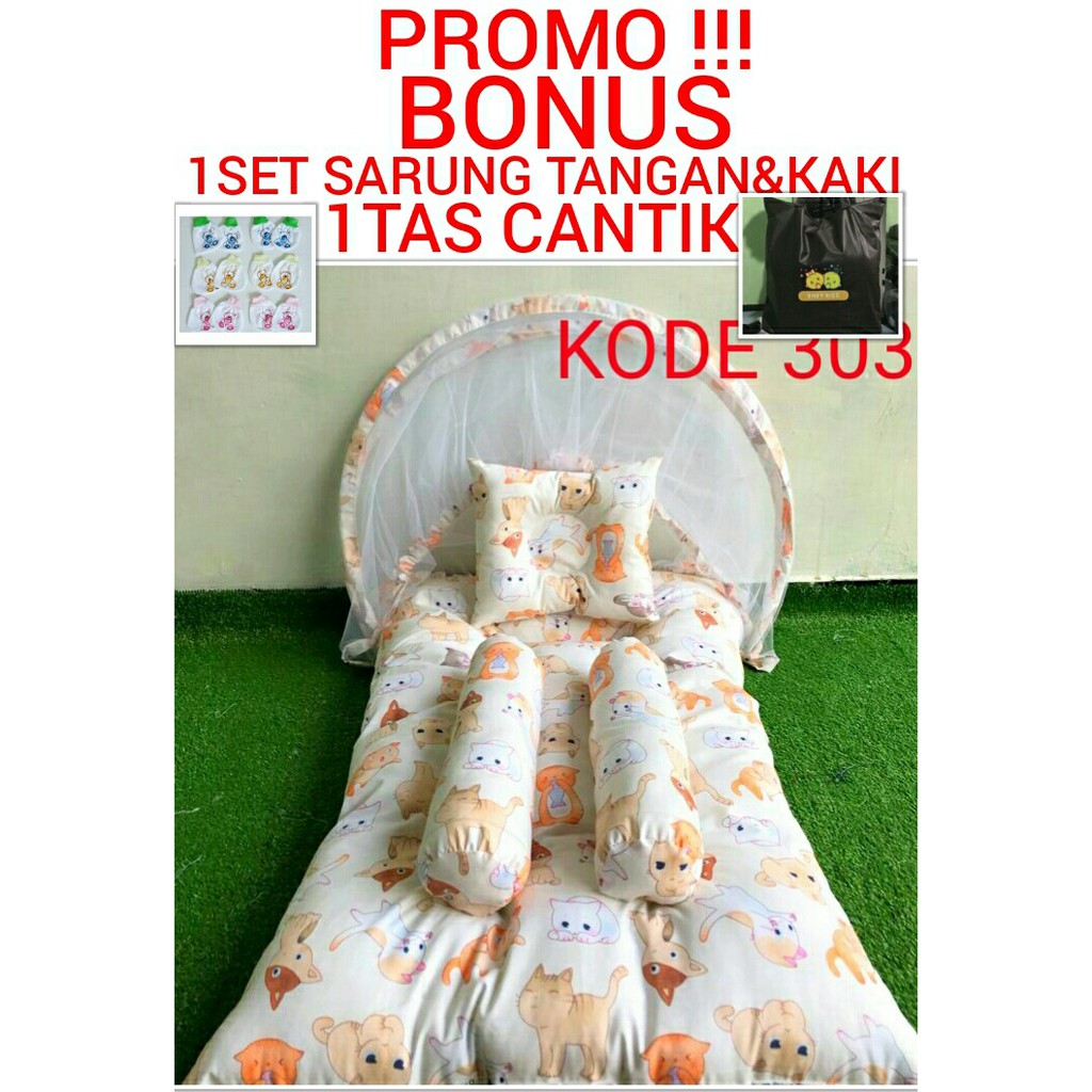Perlengkapan Tidur Bayi Portable Anti Nyamuk | Kasur Bayi Kelambu Lipat Set |  Tempat Tidur Bayi New
