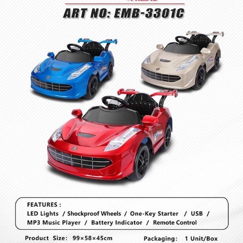 KHUSUS GOSEND Mobil Aki Exotic EMB 3301C Mainan anak Mobil Aki Sport Sedan