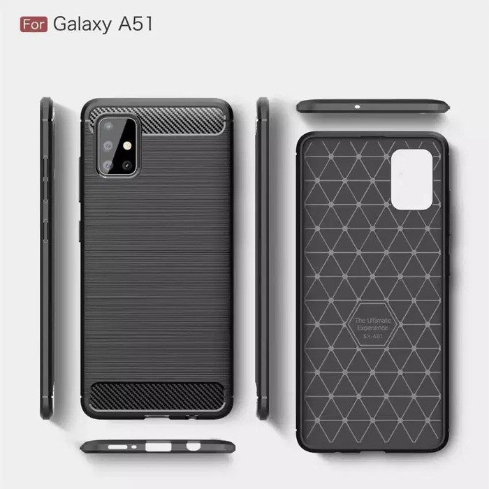 Case iPaky Carbon Samsung Galaxy A51 Sopkes HP Samsung A51 Premium Kondom Hp Hitam Lentur