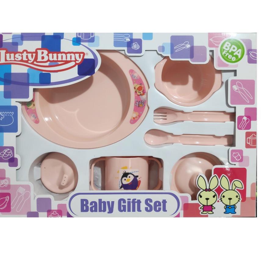 FEEDING SET 7 PCS LUSTYBUNNY BABY GIFT SET MAKAN ANAK BAYI LUSTY BUNNY KADO HADIAH BAYI - 1847