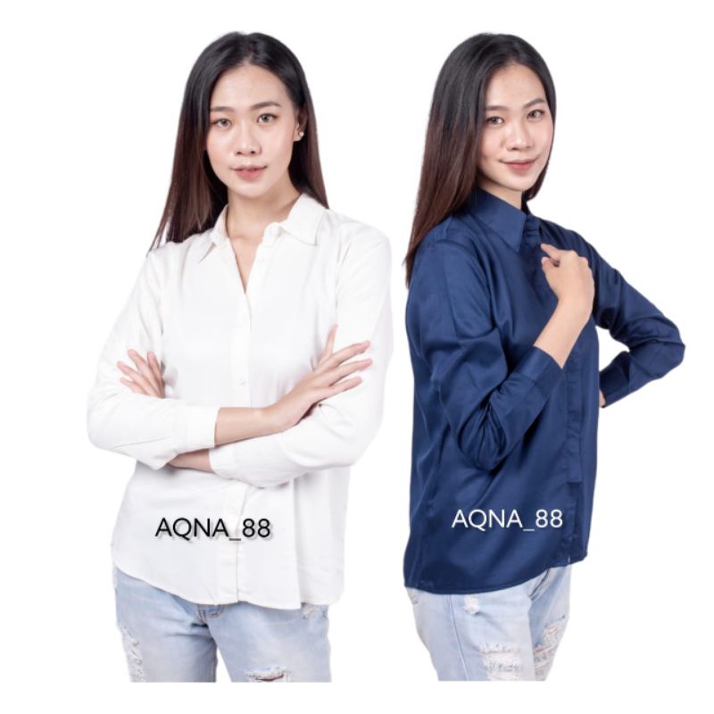 Baju Kemeja Wanita Lengan Panjang | Kemeja Rayon Polos