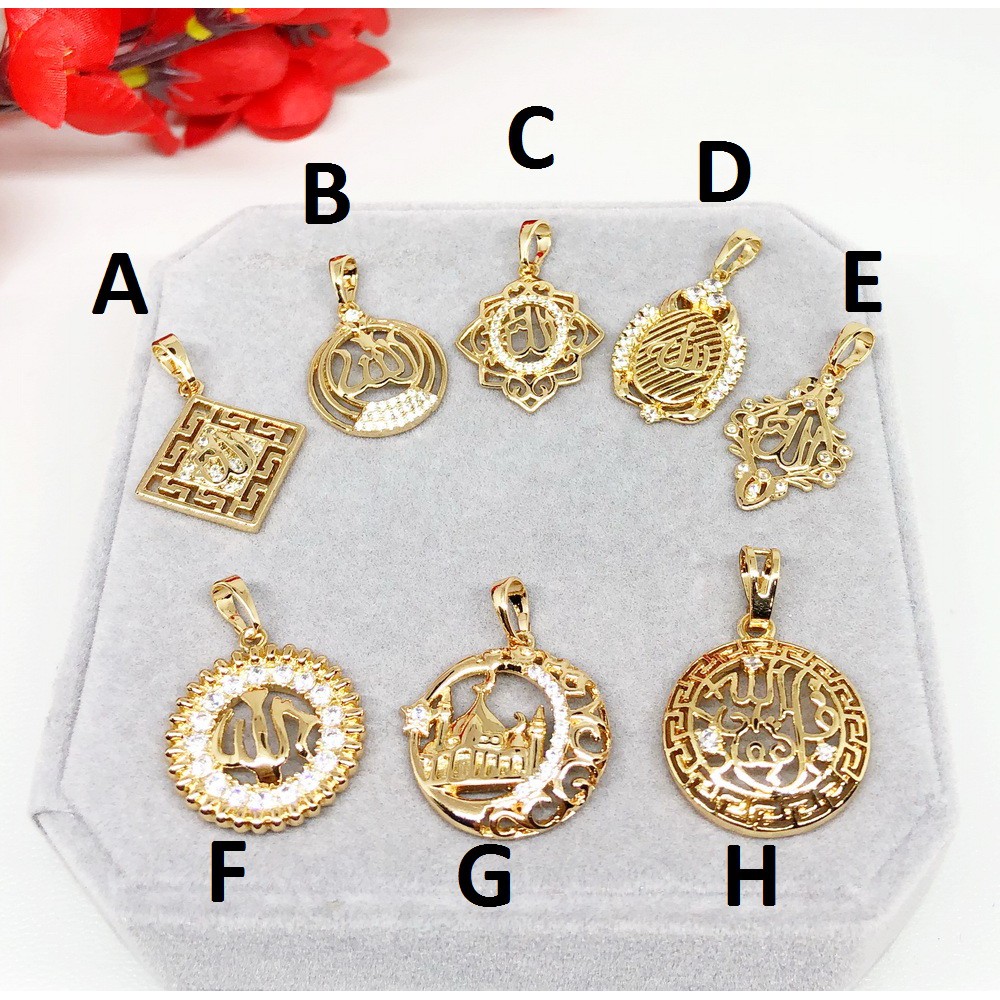 Liontin Xuping Asli Kaligrafi Lafadz Allah Kubah Masjid Lapis Emas - BP012