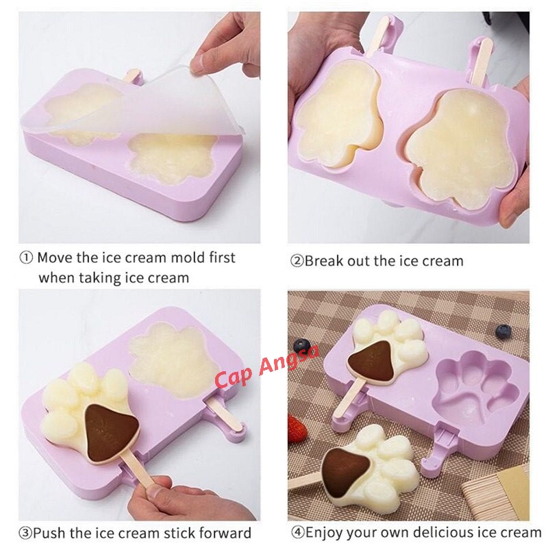 CETAKAN ES KRIM SILIKON ICE CREAM MOLD SILICONE MOULD STIK STICK LOLI FONDANT COKLAT PINK POPSICLE