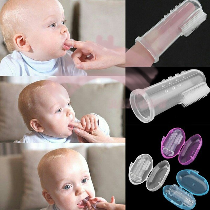 Sikat gigi Bayi Finger Tooth Brush Pembersih mulut Silikon Jari Baby Newborn Lidah Gusi Silicone Food Grade Lembut