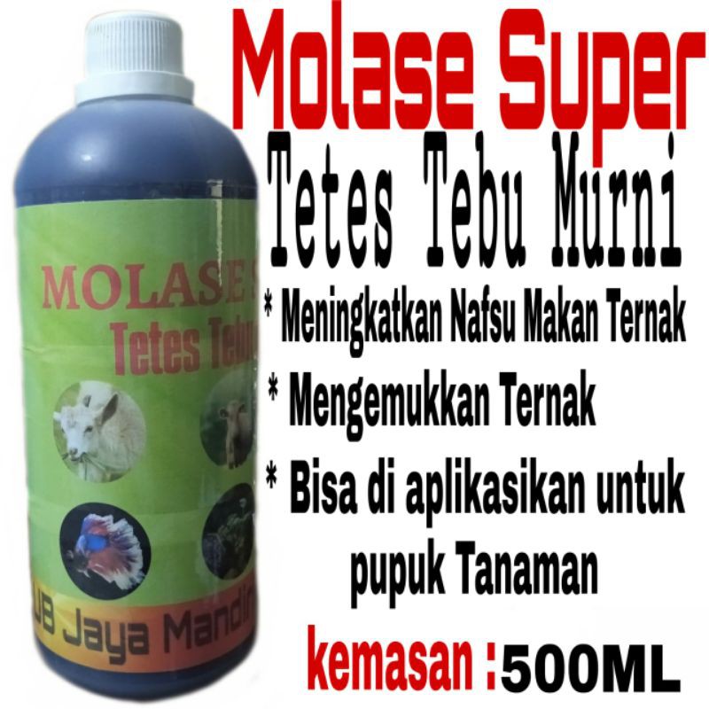 Molase super tetes tebu murni kemasan 500ml untuk ternak