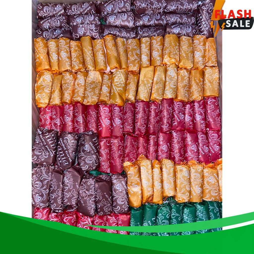 

SPESIAL BULAN INI READY 1KG DODOL GARUT MIX ANEKA RASA COKELAT DURIAN PANDAN STRAWBERRY KIRIM FRESH