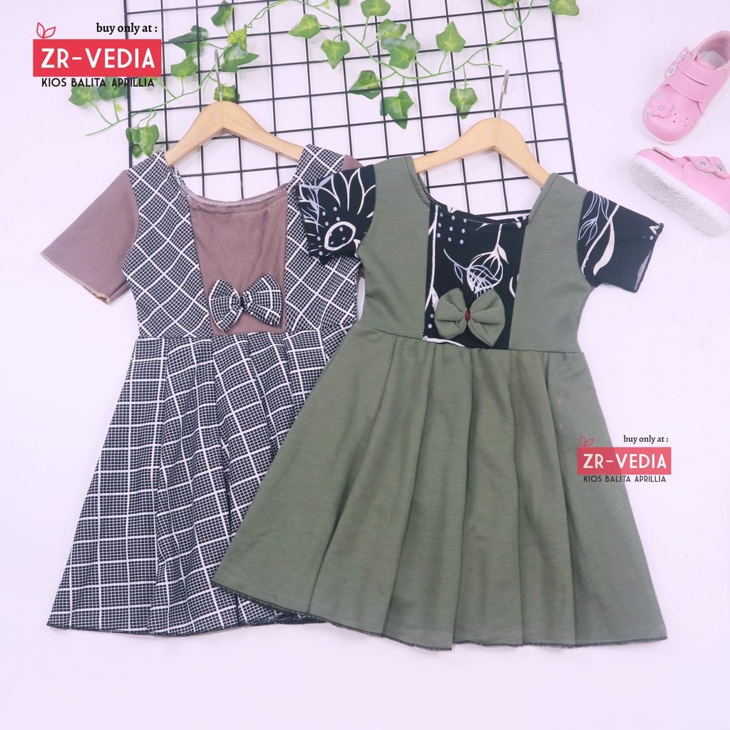 Dress Nadine uk 3-5 Tahun / Dres Pesta Anak Perempuan Murah Harian Lengan Pakaian Baju Cewek Import