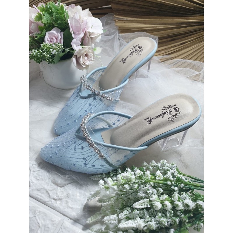 sepatu azwa babyblue 7cm kaca